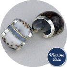 8268-P18 - Silver Edge Napkin Ring - Tiger Cowrie (2 Pack)